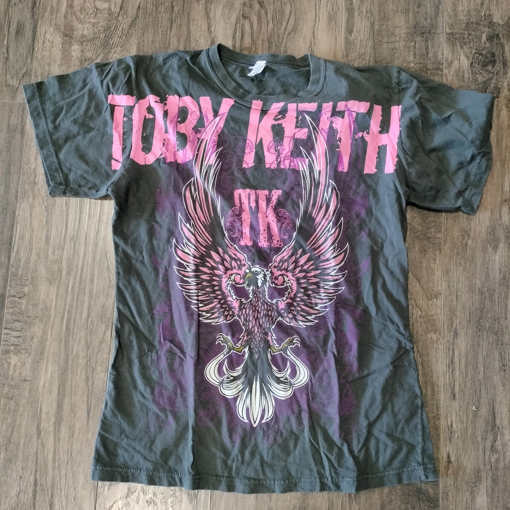 Gray and Pink toby Keith Short Sleeve Tee XL Women's